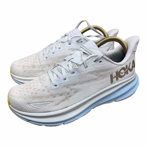 Hoka One One Shoes - Hoka One Women's size 9 Clifton 9 Nimbus Cloud Ice Water White Running Shoes